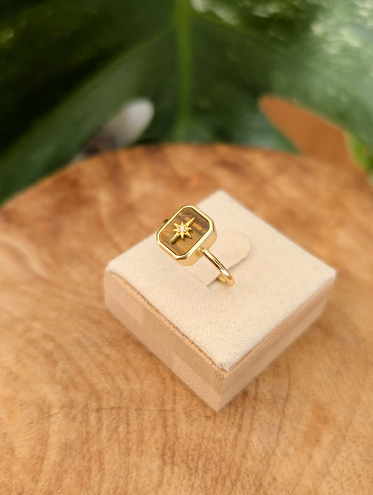 Bague Oeil de Tigre rectangulaire